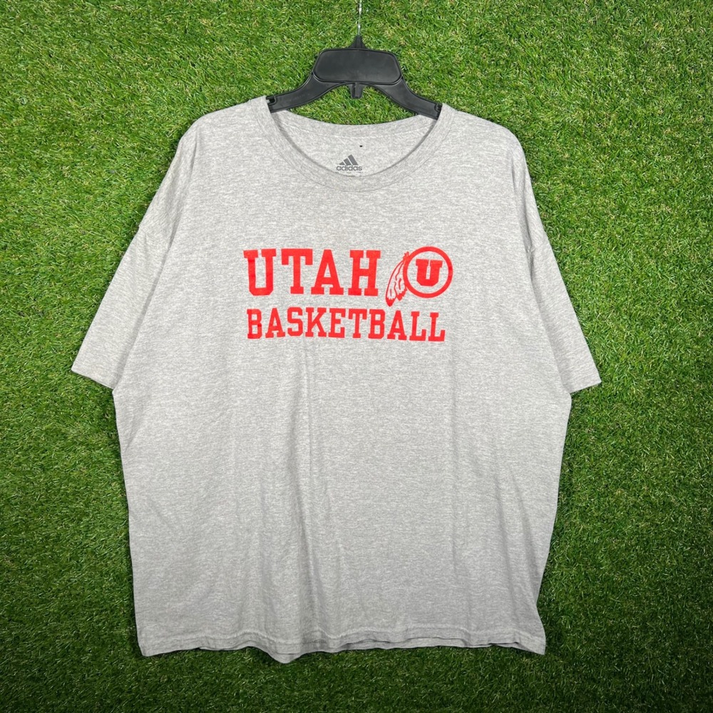 Adidas Mens Utah Basketball T-Shirt XL Gray Short‎ Sleeve Graphic Tee